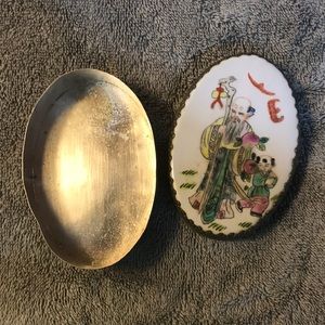 Asian hand-painted porcelain trinket box